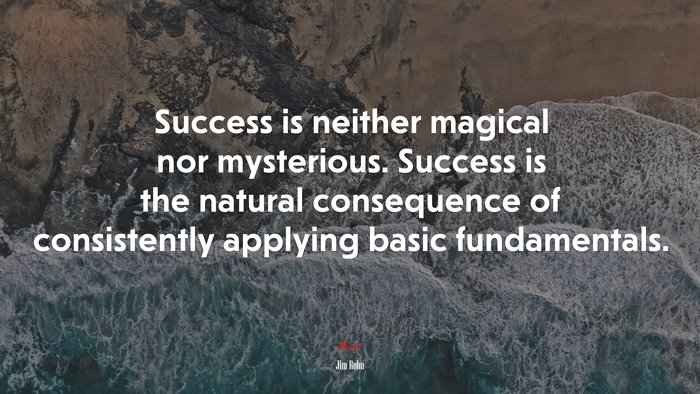 Success is neither magical nor mysterious. Success is the natural consequence of consistently applying basic fundamentals. | Jim Rohn quote
