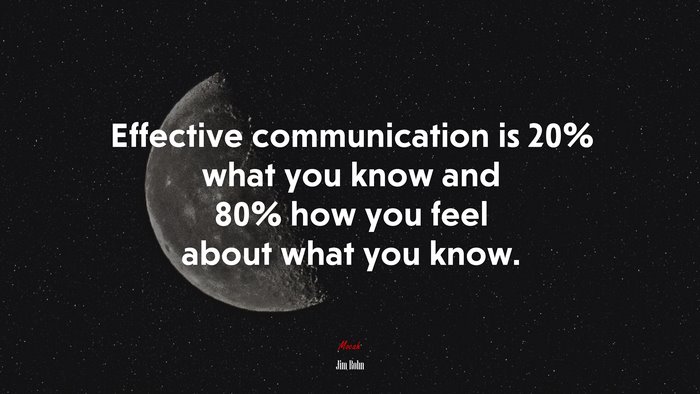 Effective communication is 20% what you know and 80% how you feel about what you know. | Jim Rohn quote