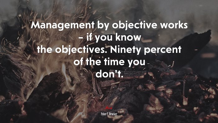 Management by objective works – if you know the objectives. Ninety percent of the time you don’t. | Peter F. Drucker quote