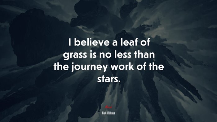I believe a leaf of grass is no less than the journey work of the stars. | Walt Whitman quote