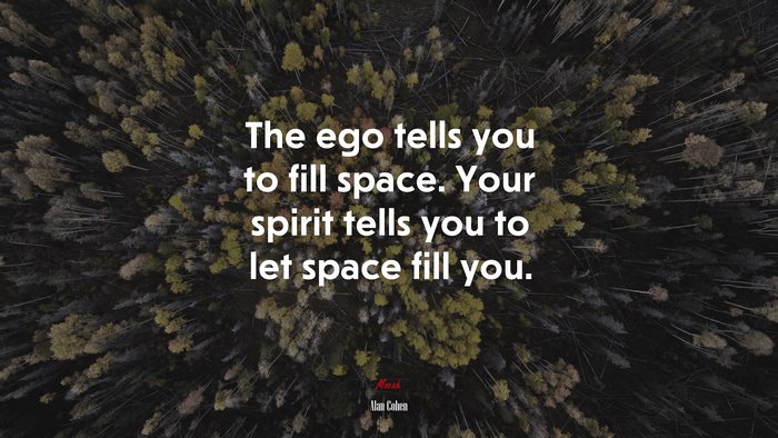 The ego tells you to fill space. Your spirit tells you to let space fill you. | Alan Cohen quote