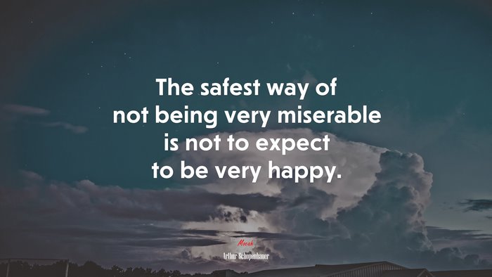 The safest way of not being very miserable is not to expect to be very happy. | Arthur Schopenhauer quote