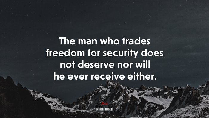 The man who trades freedom for security does not deserve nor will he ever receive either. | Benjamin Franklin quote