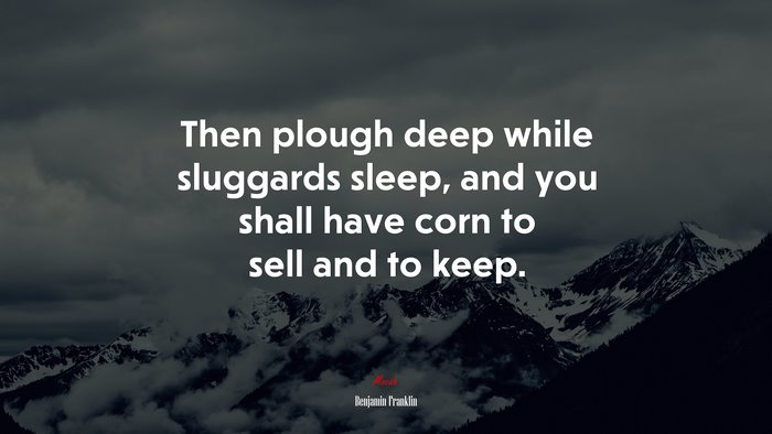 Then plough deep while sluggards sleep, and you shall have corn to sell and to keep. | Benjamin Franklin quote