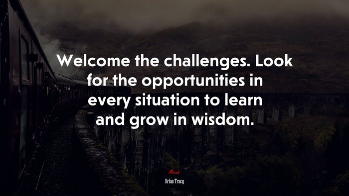 Welcome the challenges. Look for the opportunities in every situation to learn and grow in wisdom. | Brian Tracy quote