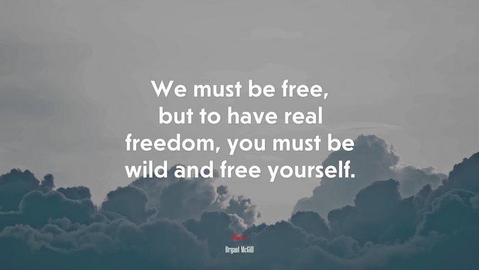 We must be free, but to have real freedom, you must be wild and free yourself. | Bryant McGill quote