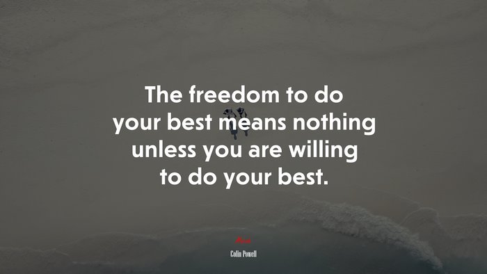 The freedom to do your best means nothing unless you are willing to do your best. | Colin Powell quote