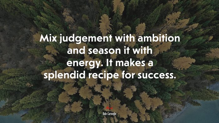Mix judgement with ambition and season it with energy. It makes a splendid recipe for success. | Dale Carnegie quote