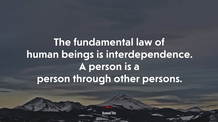 The fundamental law of human beings is interdependence. A person is a person through other persons. | Desmond Tutu quote