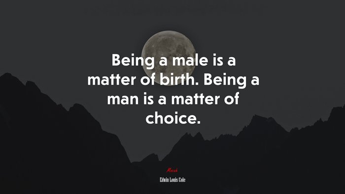 Being a male is a matter of birth. Being a man is a matter of choice. | Edwin Louis Cole quote