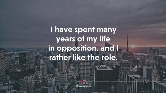 I have spent many years of my life in opposition, and I rather like the role. | Eleanor Roosevelt quote