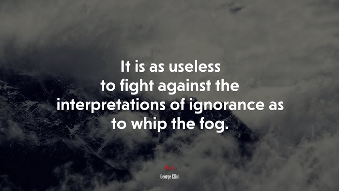 It is as useless to fight against the interpretations of ignorance as to whip the fog. | George Eliot quote