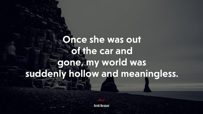 Once she was out of the car and gone, my world was suddenly hollow and meaningless. | Haruki Murakami quote