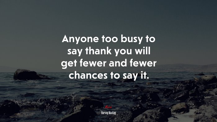 Anyone too busy to say thank you will get fewer and fewer chances to say it. | Harvey MacKay quote