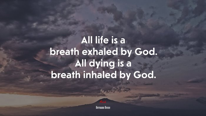 All life is a breath exhaled by God. All dying is a breath inhaled by God. | Hermann Hesse quote