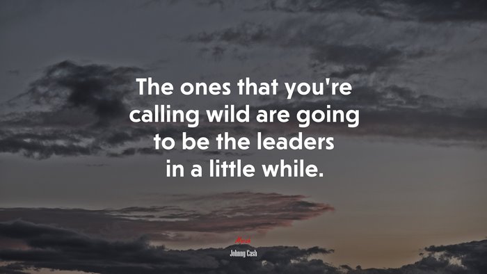The ones that you’re calling wild are going to be the leaders in a little while. | Johnny Cash quote