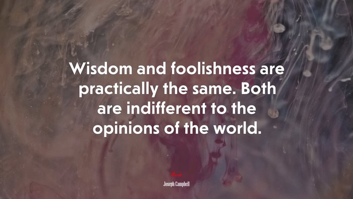 Wisdom and foolishness are practically the same. Both are indifferent to the opinions of the world. | Joseph Campbell quote
