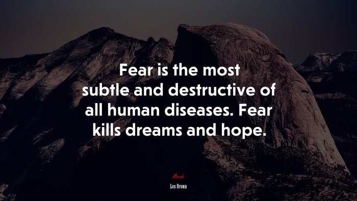 Fear is the most subtle and destructive of all human diseases. Fear kills dreams and hope. | Les Brown quote