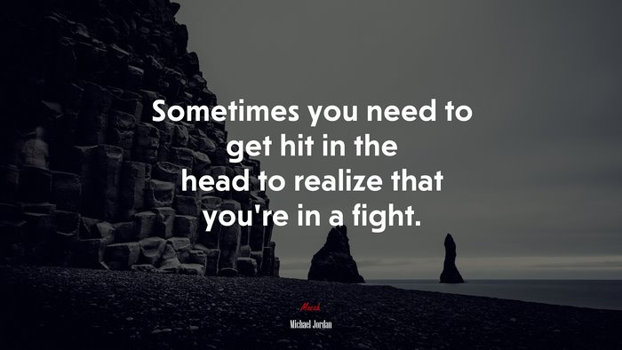 Sometimes you need to get hit in the head to realize that you’re in a fight. | Michael Jordan quote