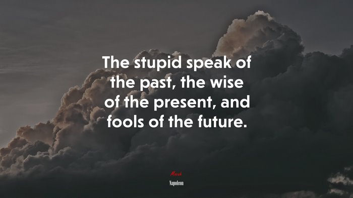 The stupid speak of the past, the wise of the present, and fools of the future. | Napoleon quote
