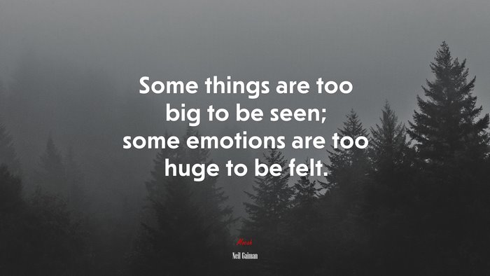 Some things are too big to be seen; some emotions are too huge to be felt. | Neil Gaiman quote