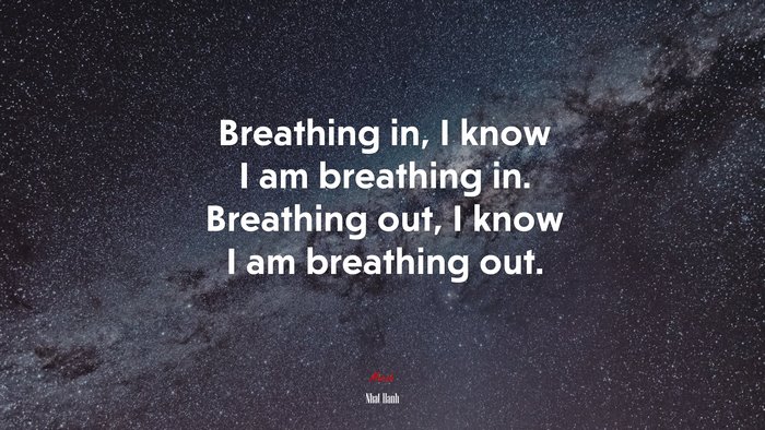Breathing in, I know I am breathing in. Breathing out, I know I am breathing out. | Nhat Hanh quote