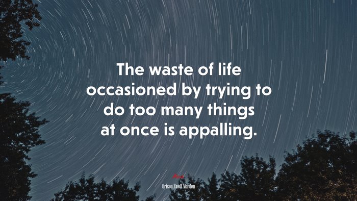 The waste of life occasioned by trying to do too many things at once is appalling. | Orison Swett Marden quote