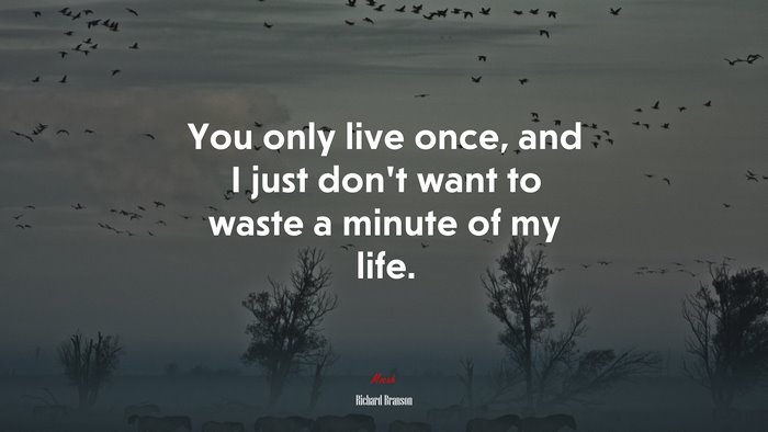 You only live once, and I just don’t want to waste a minute of my life. | Richard Branson quote