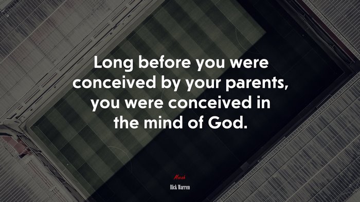 Long before you were conceived by your parents, you were conceived in the mind of God. | Rick Warren quote