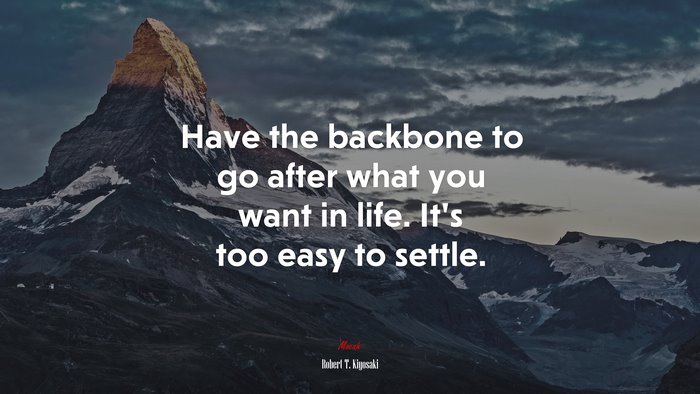 Have the backbone to go after what you want in life. It’s too easy to settle. | Robert T. Kiyosaki quote