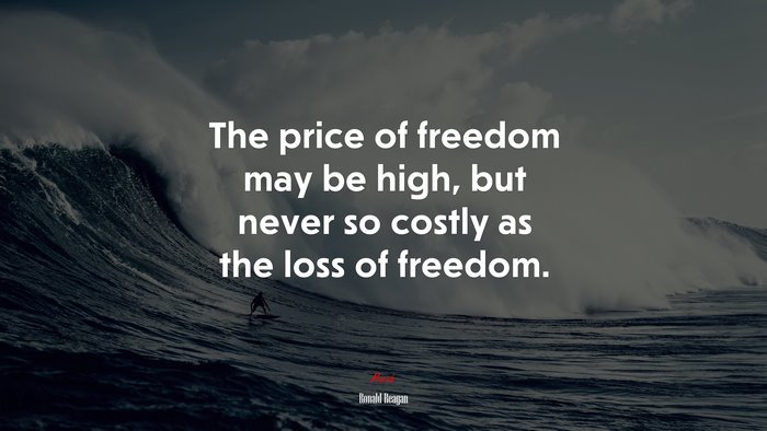 The price of freedom may be high, but never so costly as the loss of freedom. | Ronald Reagan quote