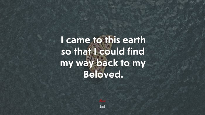 I came to this earth so that I could find my way back to my Beloved. | Rumi quote