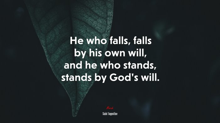 He who falls, falls by his own will, and he who stands, stands by God’s will. | Saint Augustine quote