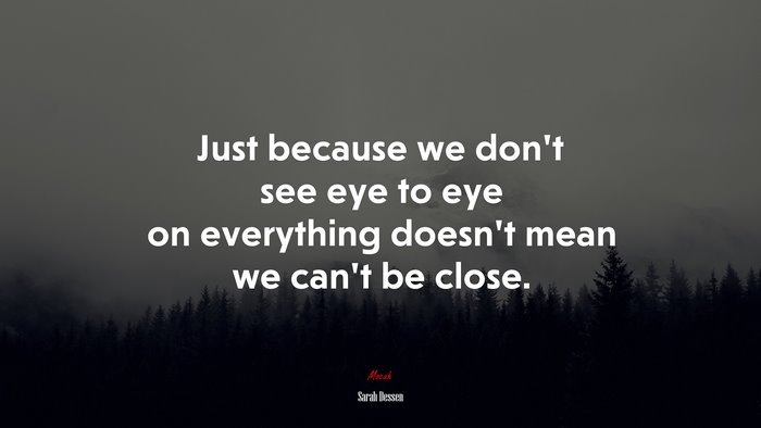 Just because we don’t see eye to eye on everything doesn’t mean we can’t be close. | Sarah Dessen quote