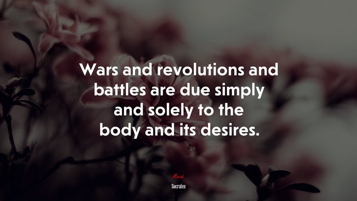 Wars and revolutions and battles are due simply and solely to the body and its desires. | Socrates quote