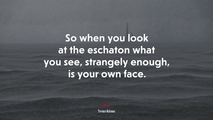 So when you look at the eschaton what you see, strangely enough, is your own face. | Terence McKenna quote