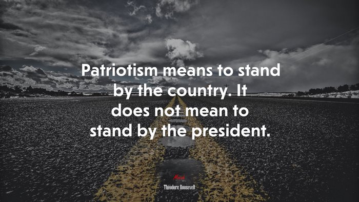Patriotism means to stand by the country. It does not mean to stand by the president. | Theodore Roosevelt quote