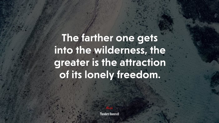 The farther one gets into the wilderness, the greater is the attraction of its lonely freedom. | Theodore Roosevelt quote