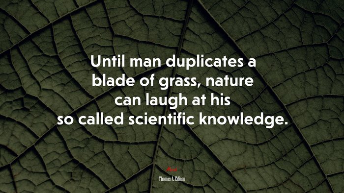 Until man duplicates a blade of grass, nature can laugh at his so called scientific knowledge. | Thomas A. Edison quote