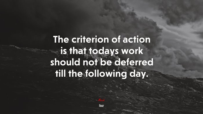 The criterion of action is that todays work should not be deferred till the following day. | Umar quote