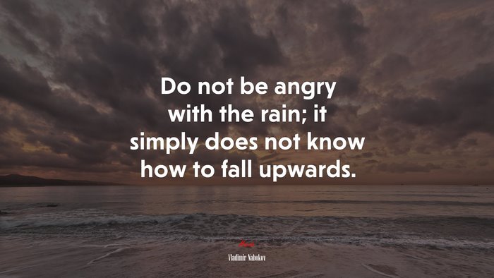Do not be angry with the rain; it simply does not know how to fall upwards. | Vladimir Nabokov quote