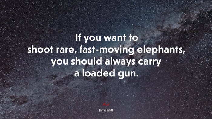If you want to shoot rare, fast-moving elephants, you should always carry a loaded gun. | Warren Buffett quote