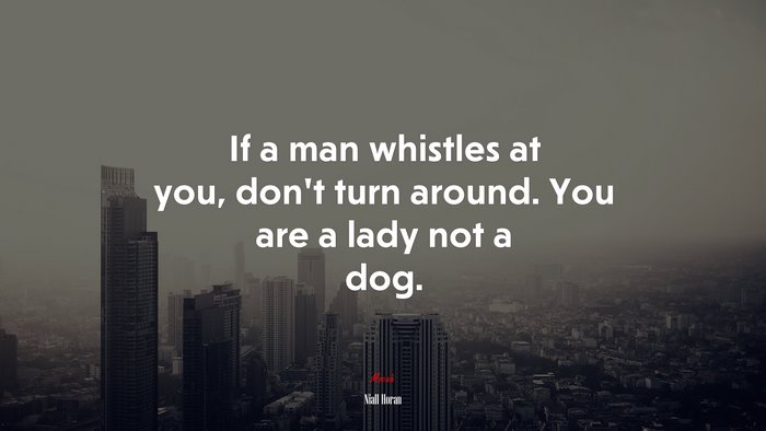 If a man whistles at you, don’t turn around. You are a lady not a dog. | Niall Horan quote