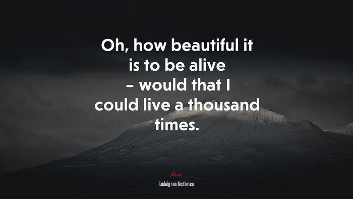Oh, how beautiful it is to be alive – would that I could live a thousand times. | Ludwig van Beethoven quote