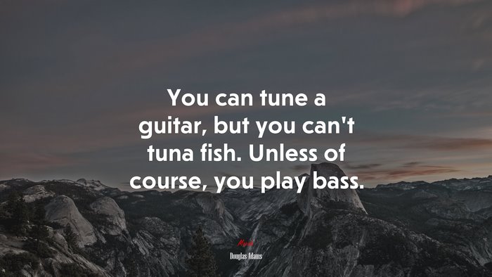 You can tune a guitar, but you can’t tuna fish. Unless of course, you play bass. | Douglas Adams quote