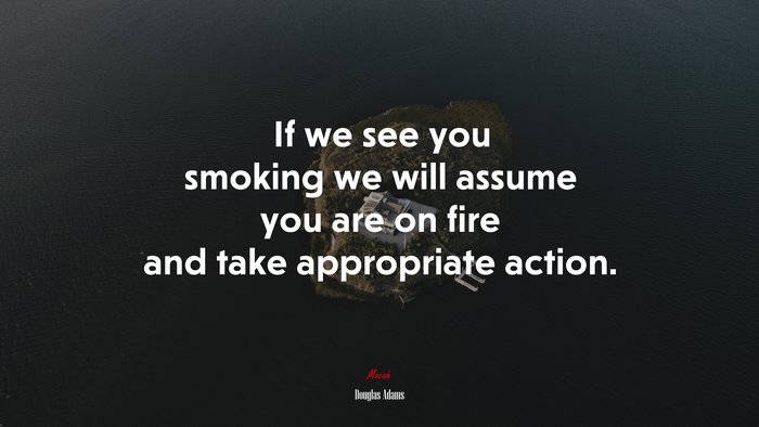 If we see you smoking we will assume you are on fire and take appropriate action. | Douglas Adams quote