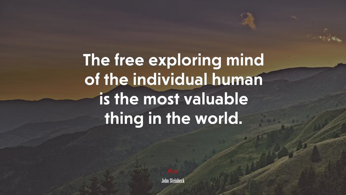 The free exploring mind of the individual human is the most valuable thing in the world. | John Steinbeck quote