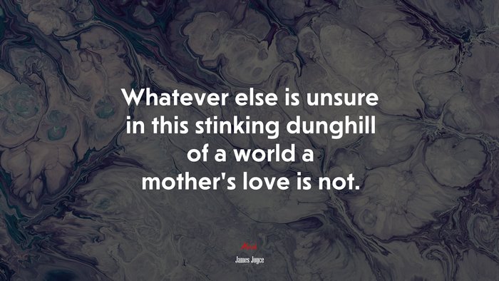 Whatever else is unsure in this stinking dunghill of a world a mother’s love is not. | James Joyce quote