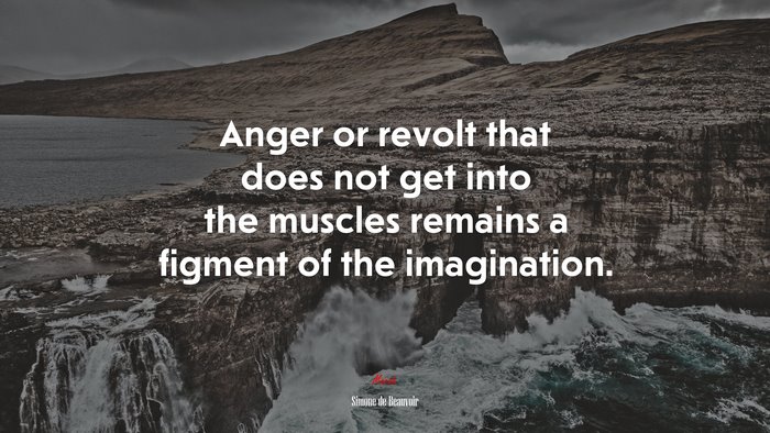 Anger or revolt that does not get into the muscles remains a figment of the imagination. | Simone de Beauvoir quote