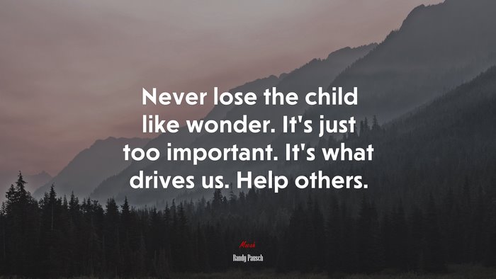 Never lose the child like wonder. It’s just too important. It’s what drives us. Help others. | Randy Pausch quote